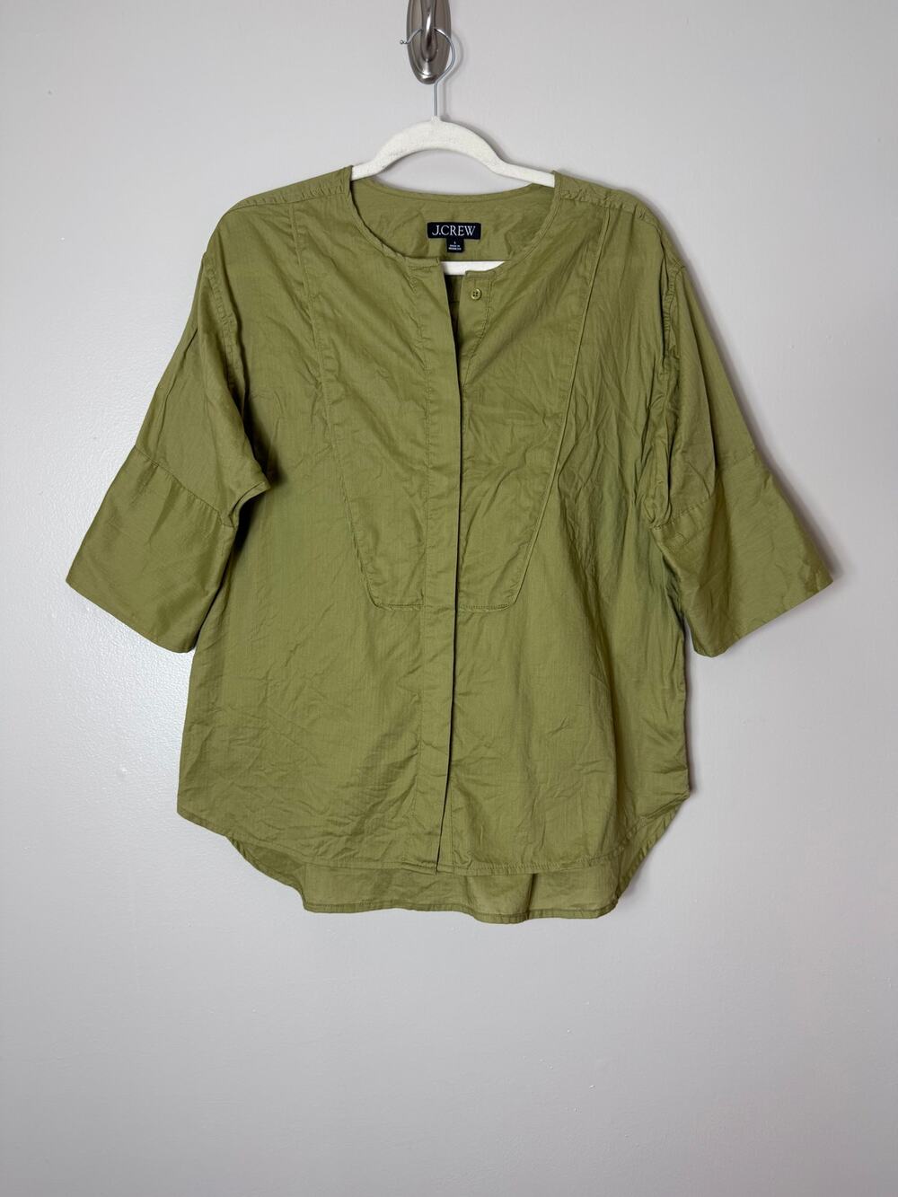 J. CREW Shirt S Green 100% Cotton Breathable Natural Business Casual Office Top